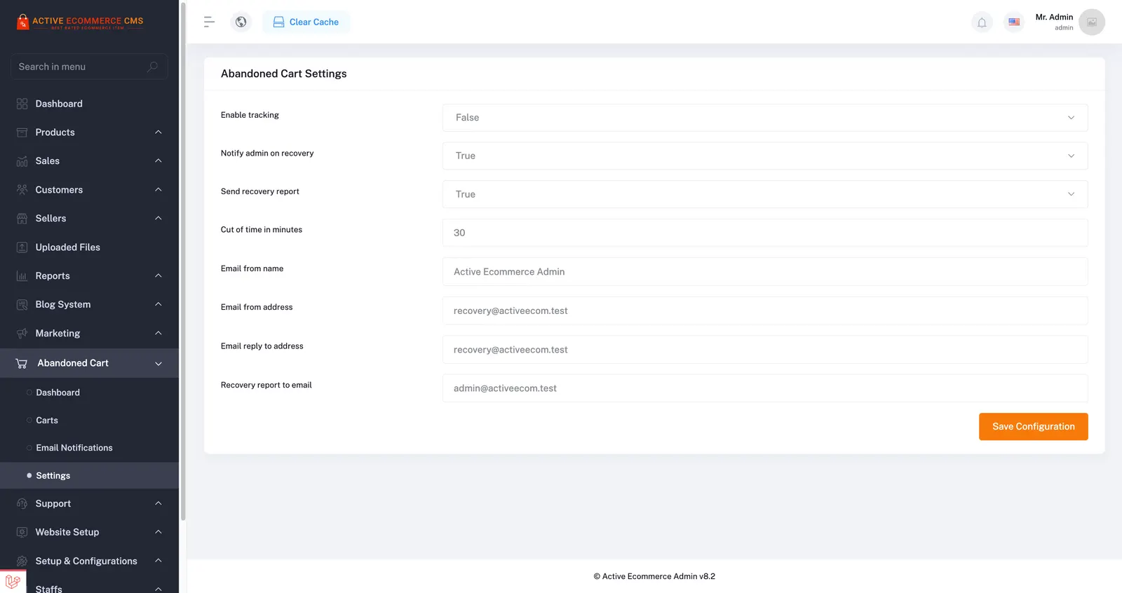 Active eCommerce Abandoned Cart Add-on screenshot