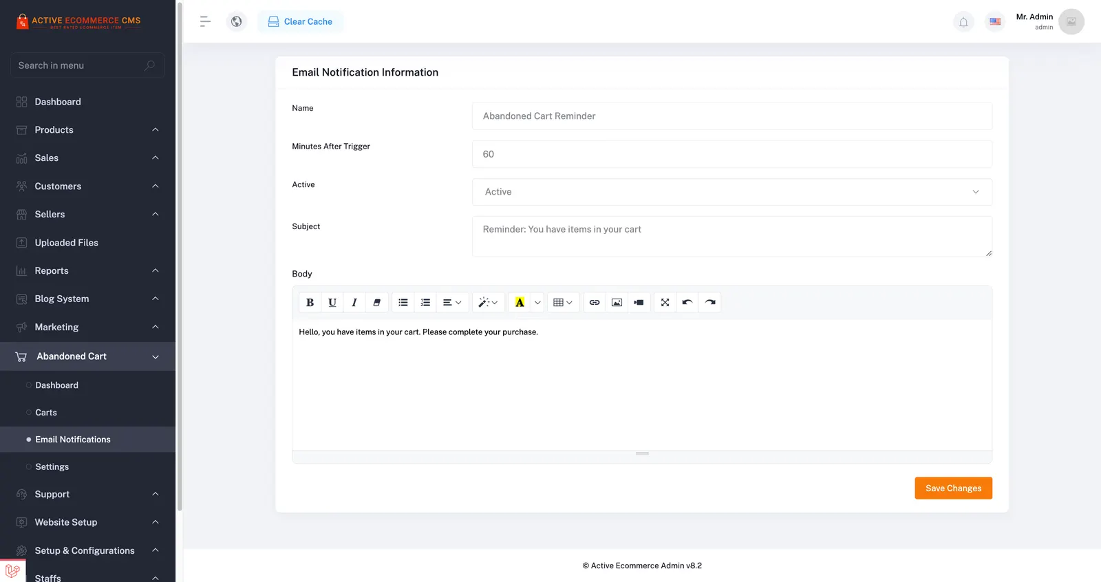 Active eCommerce Abandoned Cart Add-on screenshot