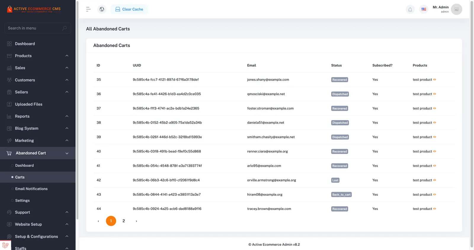 Active eCommerce Abandoned Cart Add-on screenshot