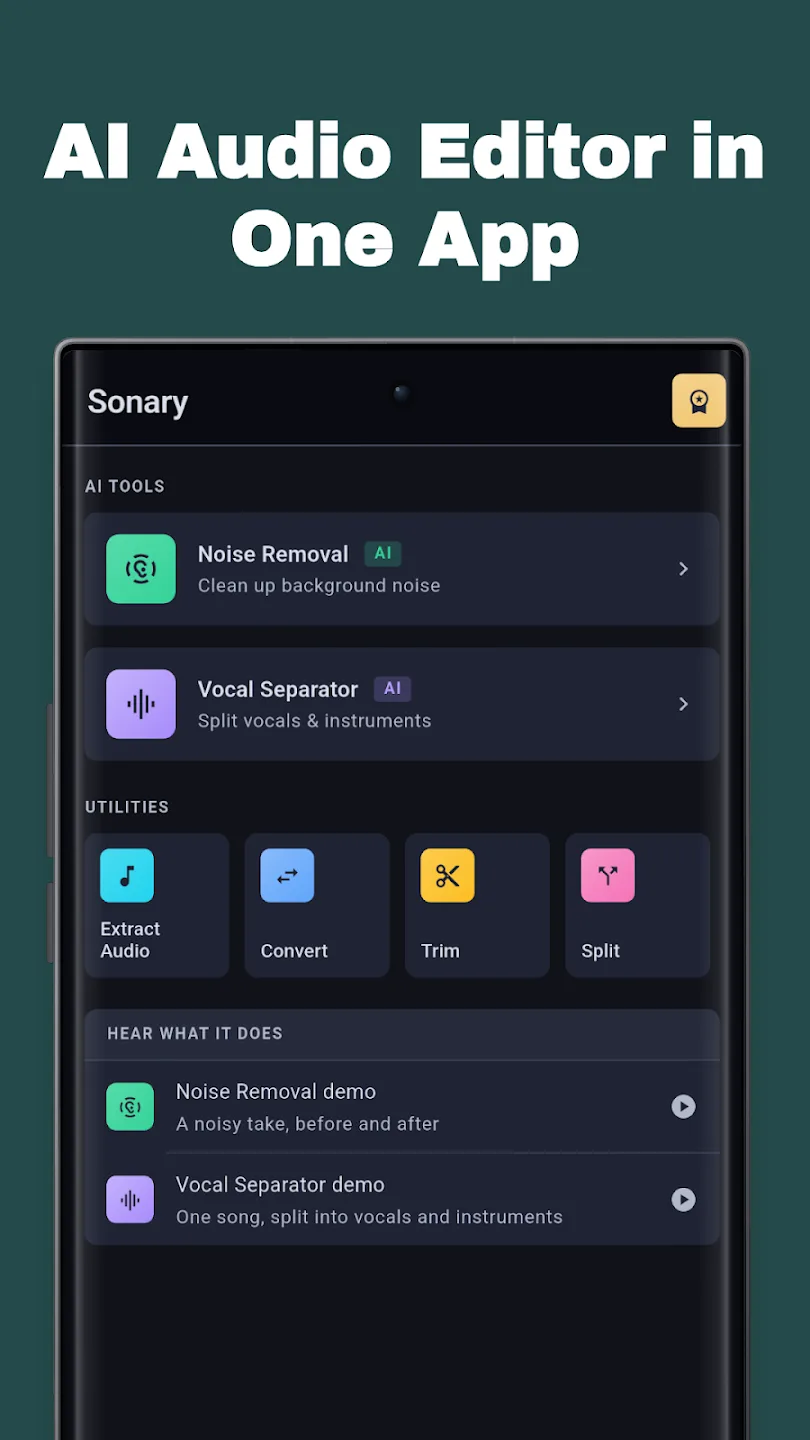 Sonary: MP3 & Noise Remover AI screenshot 1