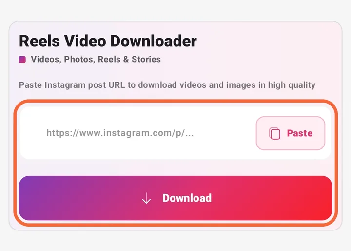 Pasting an Instagram link into InSaver's search box